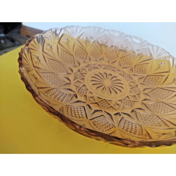 Vintage Large Iridescent Marigold Carnival Glass Bowl 12" diameter 1960's - Picture 3 of 11